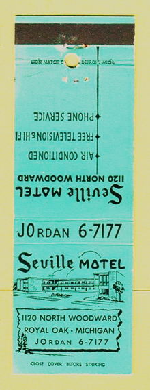 Seville Motel - Matchbook (newer photo)